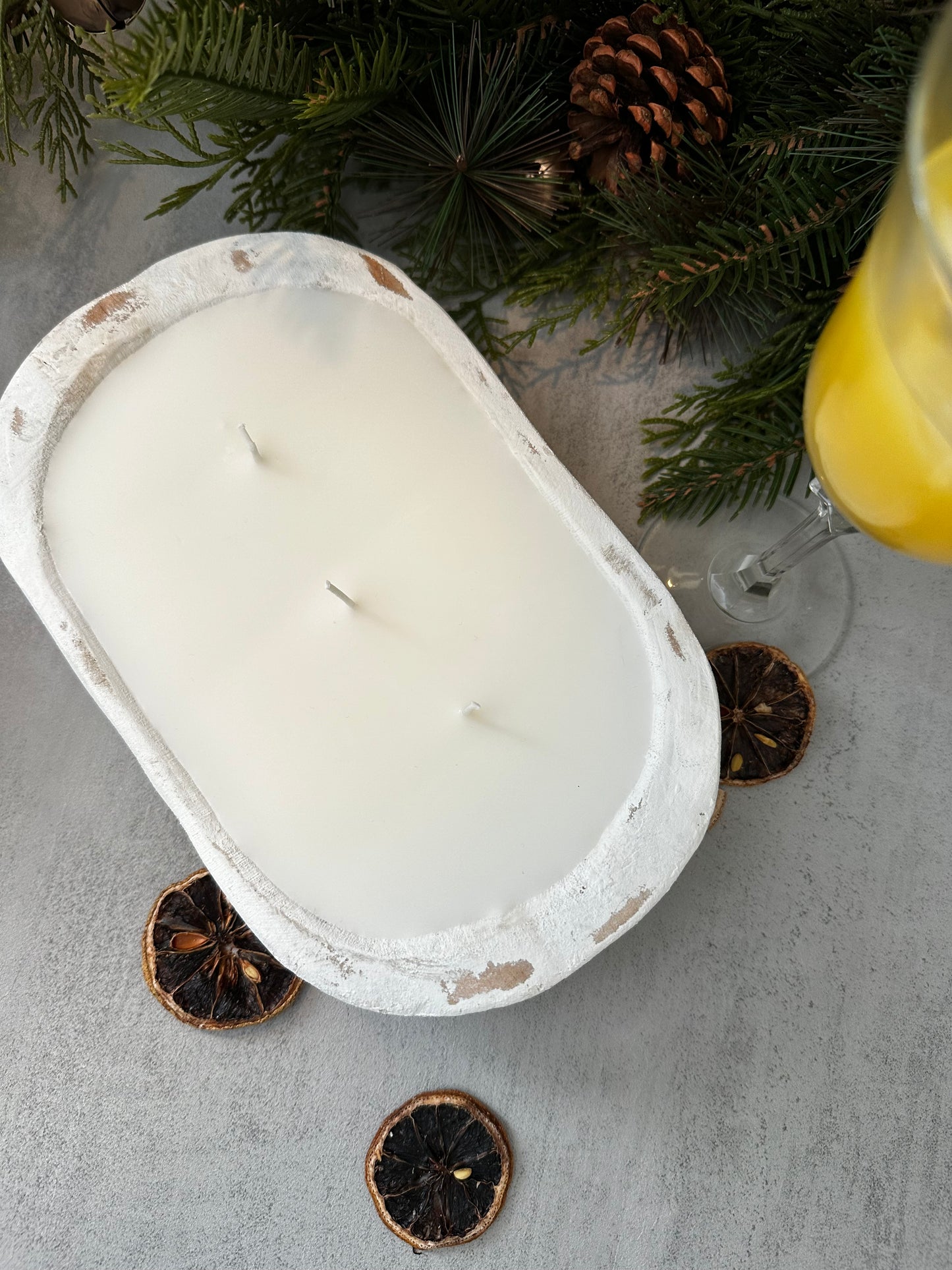 Wooden Dough Bowl Candle