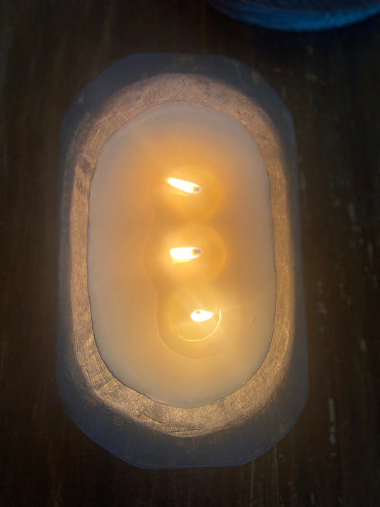 Wooden Dough Bowl Candle